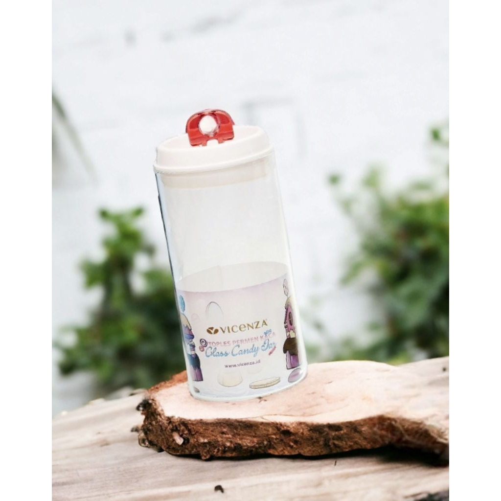 Toples Kaca VICENZA GB454 MERAH, tinggi 23,5 cm, vol 1800 ml, bentuk candy jar Vicenza unik, kedap u