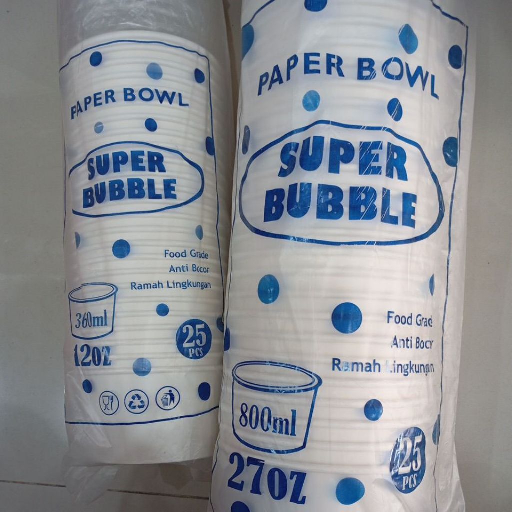 SUPER BUBBLE Paper Bowl Wadah Rice Bowl isi 25
