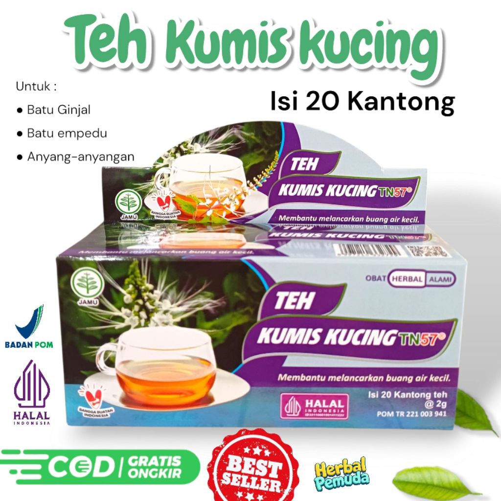 

Teh Celup Kumis Kucing TN57 Herbal Asam Urat, Batu Ginjal dan anyang anyangan