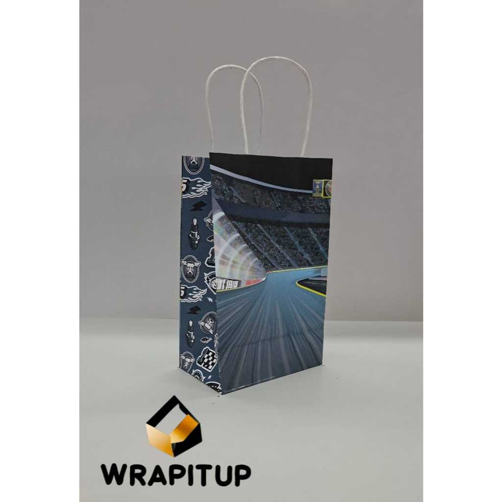 

Paper Bag Kraft karakter Race Car/Paper Bag/Souvenir Paper Bag/Tas Ulang Tahun Anak