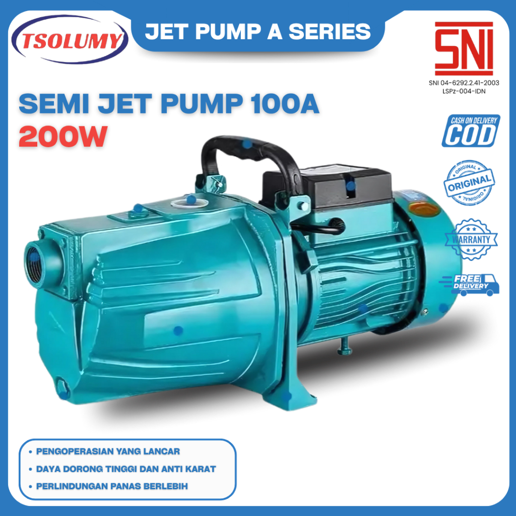 Somy Pompa Air Jet Pump JET100A Mesin Jet Pump 40 Meter Pompa Air Rumah Tangga Toren Sumur Dangkal