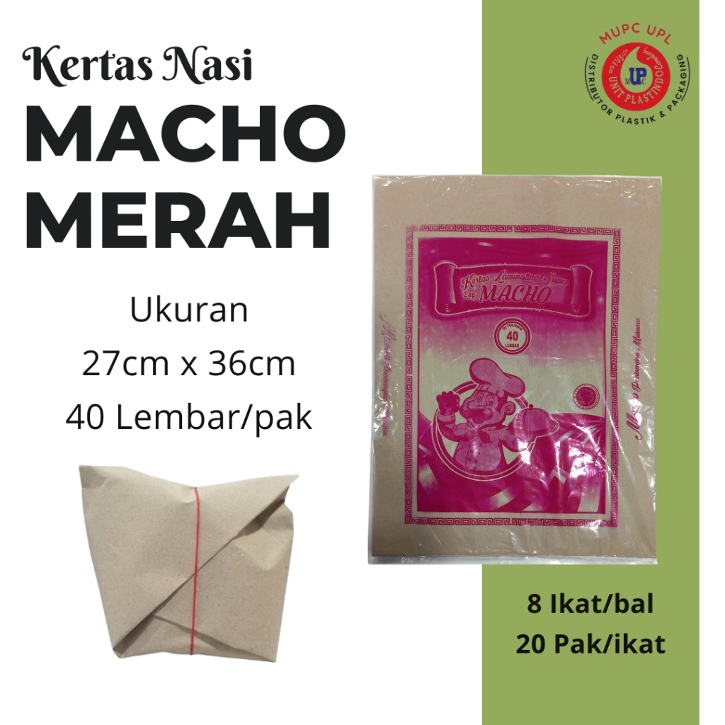Kertas Nasi Macho Merah/ Kertas Nasi/ Pembungkus Nasi isi 40 lembar