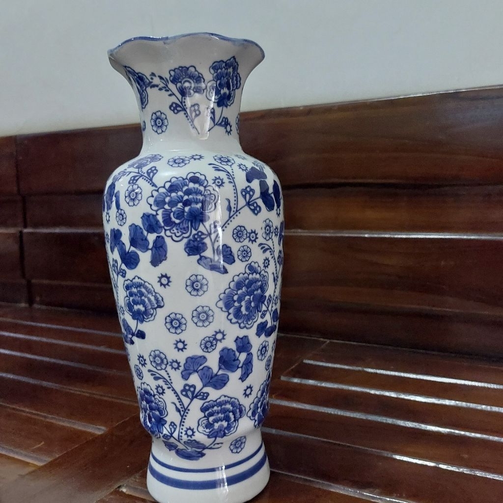 Vas bunga guci pajangan keramik/guci vas tinggi 30 cm motif bunga