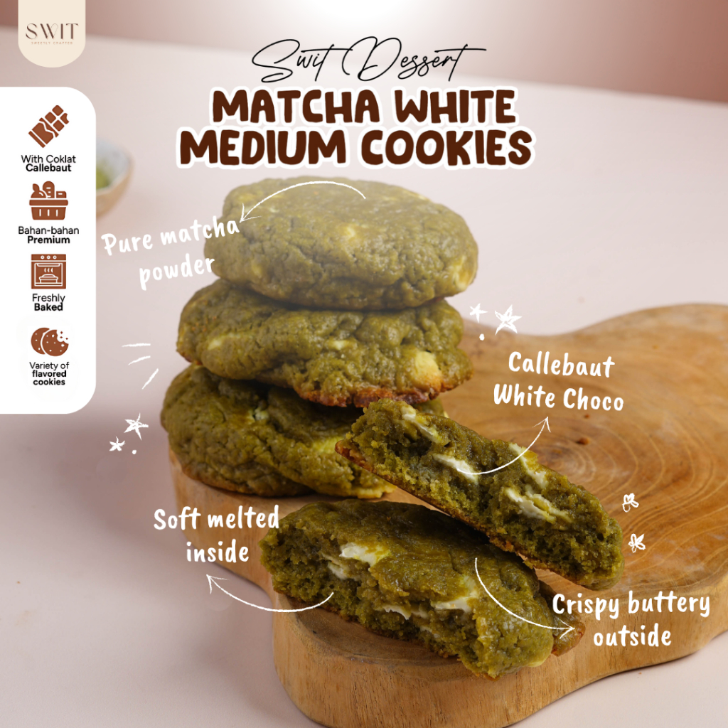 

Soft Baked Matcha pure 100% Medium Cookies Premium Cemilan enak Manis Homemade