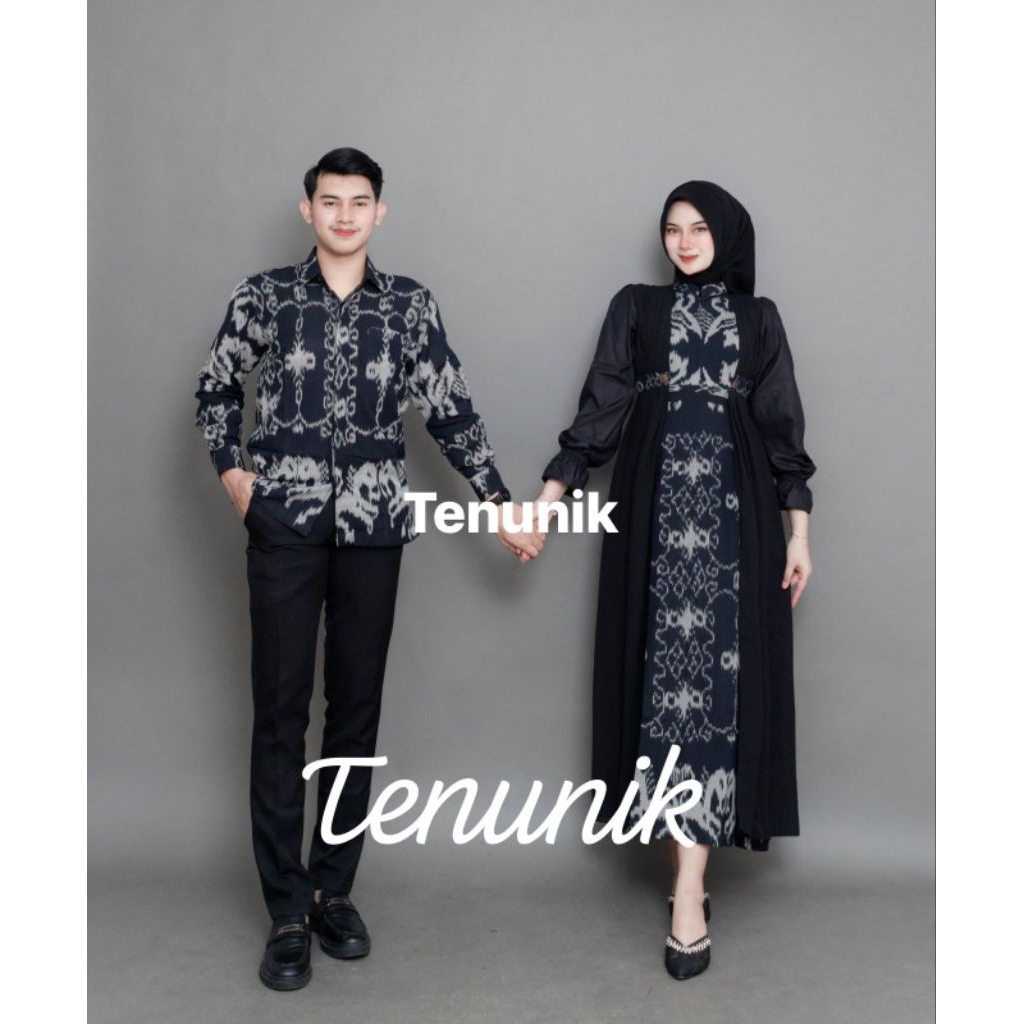 ( READY STOCK ) BAJU TENUN COUPLE A-LEA NTT BLACK - BAJU TENUN COUPLE - COUPLE TENUN - COUPLE ETNIK 