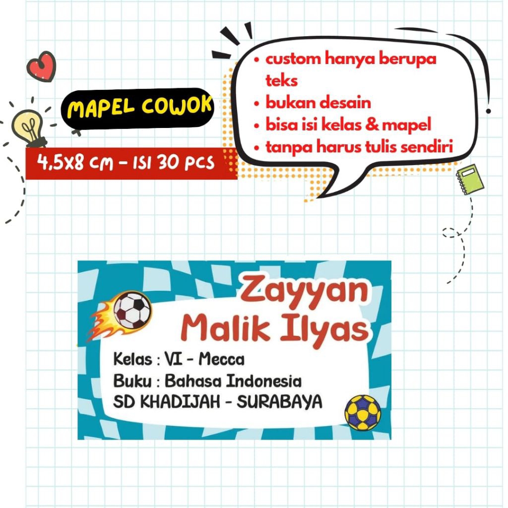

stiker buku - stiker nama - stiker mata pelajaran