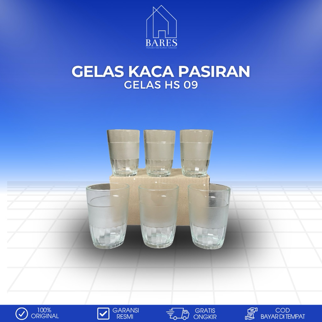 Gelas Kaca Pasiran Gelas Hs 09 Isi 6 Pcs