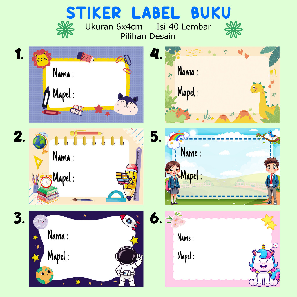 

STICKER LABEL BUKU PELAJARAN SEKOLAH / STICKER BUKU PELAJARAN