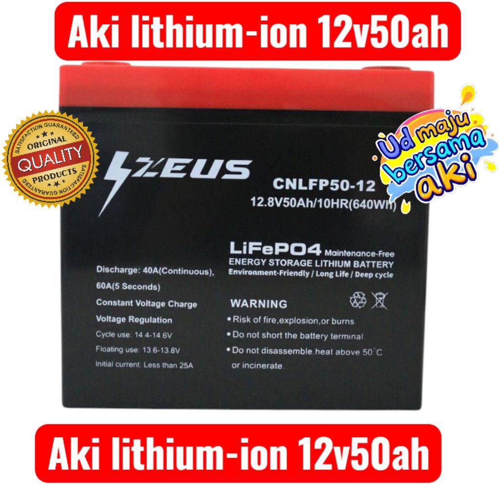 Aki Solar panel /UPS /Genset Vrla 12V 50AH (12,8V 50ah )Zeus Baterai Vrla  aki deep cycle