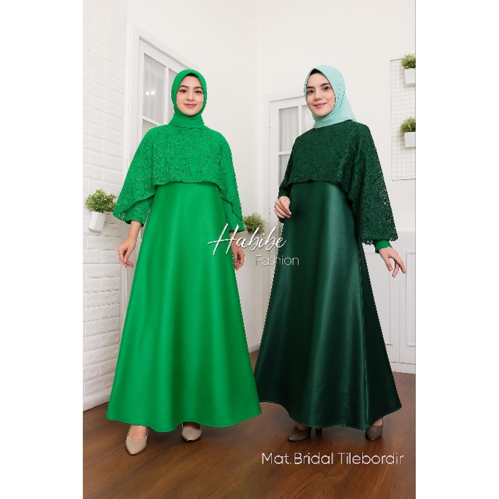 Gamis maxi brokat nagita /gamis satin bridal /gamis satin renda