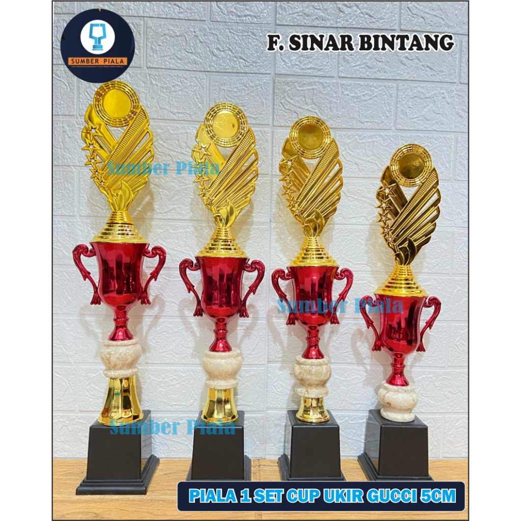 PIALA SATUAN / PIALA 1,2,3,4 CUP UKIR GUCCI 5cm