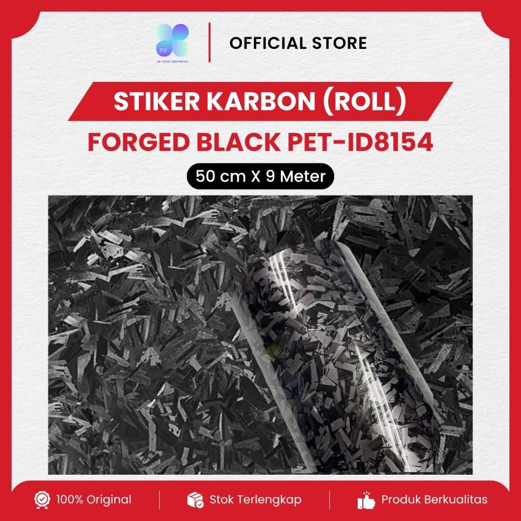 Fanchi Karbon Forged PET Roll Stiker Skotlet Hitam Glossy Decal Motor Carbon Premium 9 Meter