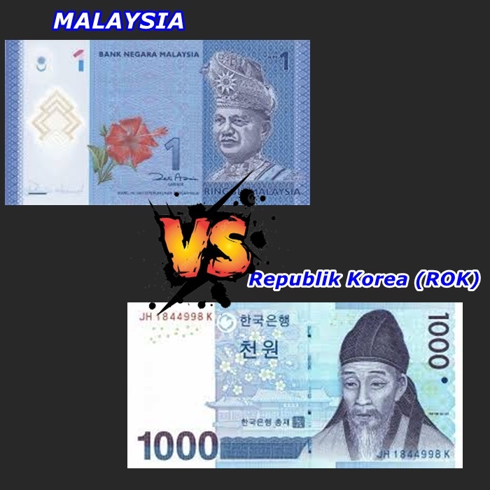 Koleksi 1000 Won Korea selatan korsel + 1 ringgit malaysia