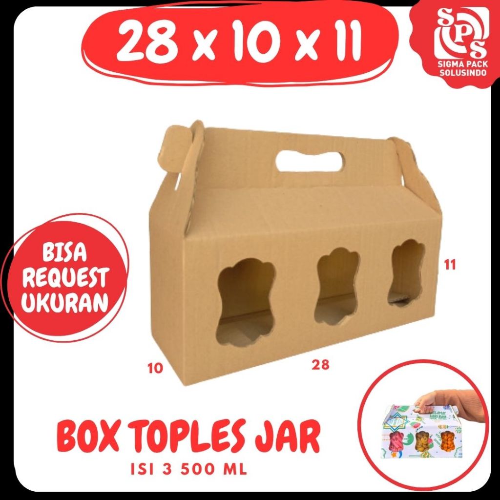 

Box Kuker jar 28x10x11 Toples Jar 500ml isi 3 Jinjing Gable Box Jar Kue Kering Gable Box Serbaguna Botol Dus Kue Kering Kemasan Madu Souvenir