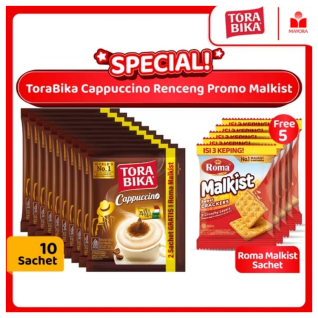 

Torabika Cappuccino 1 Renceng isi 10pcs torabika cappucino 10x25gr 1 renceng isi torabica 10 + free malkist 5
