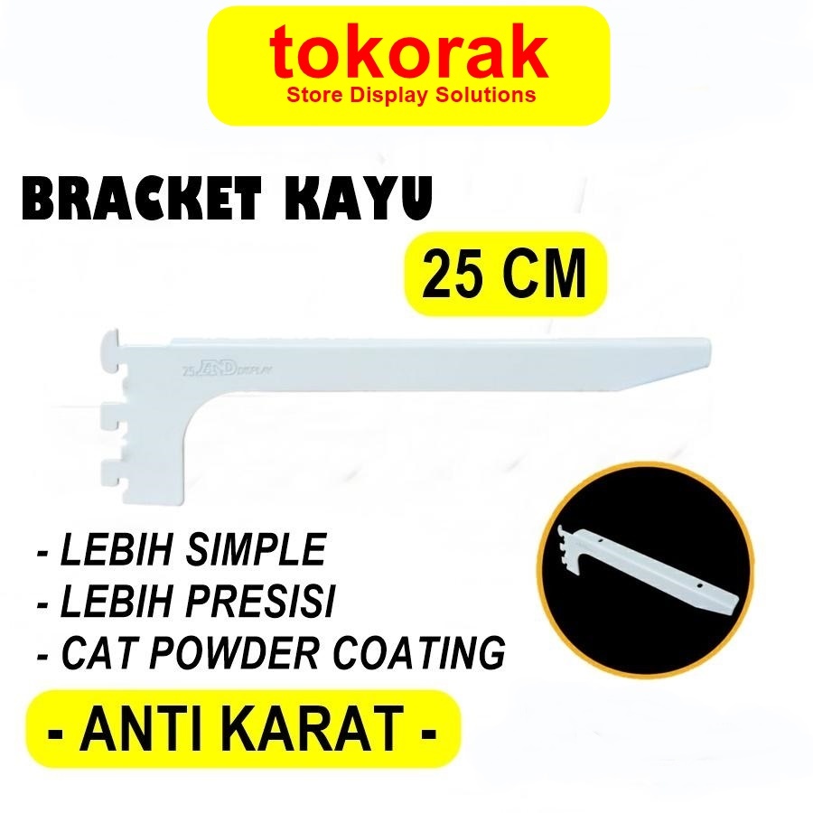 BRACKET KAYU 25 CM PUTIH DAUN BRAKET SIKU AMBALAN RAK DINDING 25CM AND