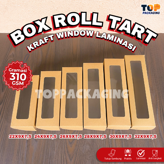 

Box Roll Tart Kraft Window Laminasi Kotak Makanan Kue Bolu Pie Bomboloni 22 24 26 30 32 cm