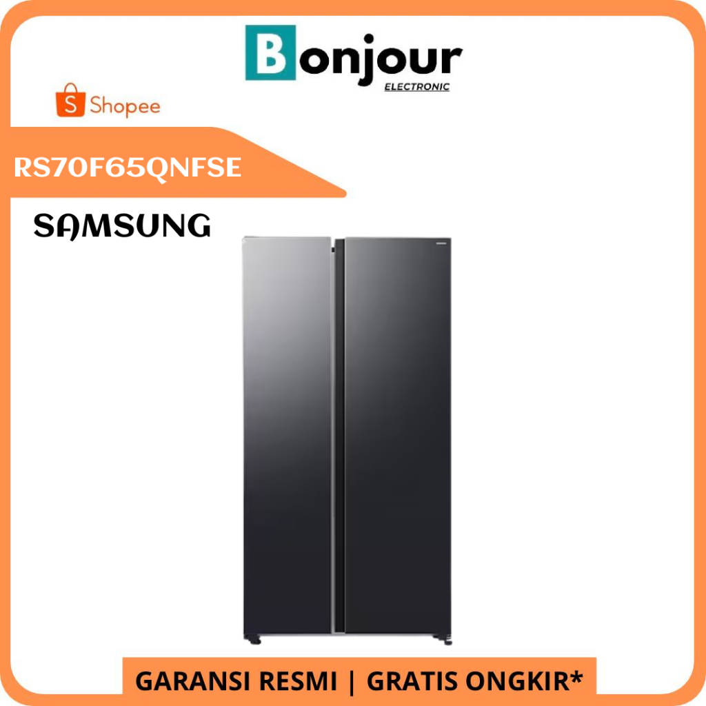 Kulkas Bespoke Samsung Side by Side RS70F65QNFSE Kulkas Inverter Samsung 680 Liter - BLACK DOI
