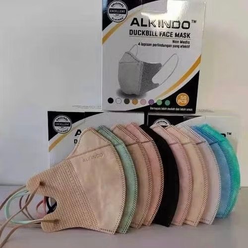 MASKER DUCKBILL ALKINDO MIX WARNA  HITAM DAN PUTIH 1 BOX ISI 50 PCS HARGA MURAH
