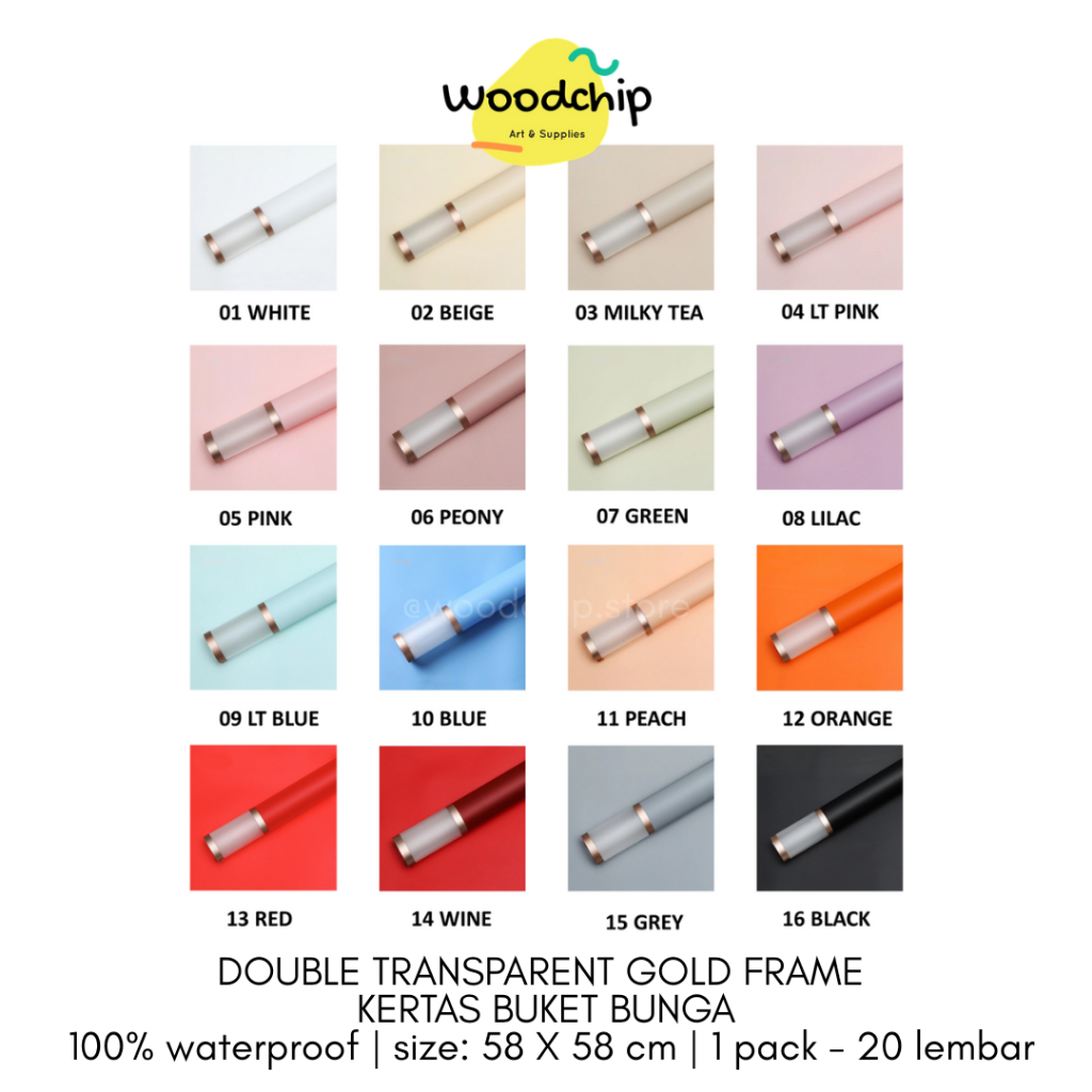 

[LEMBAR] DOUBLE TRANSPARENT GOLD FRAME CELLOPHANE KERTAS BUKET BUNGA - KERTAS KADO - WRAPPING PAPER