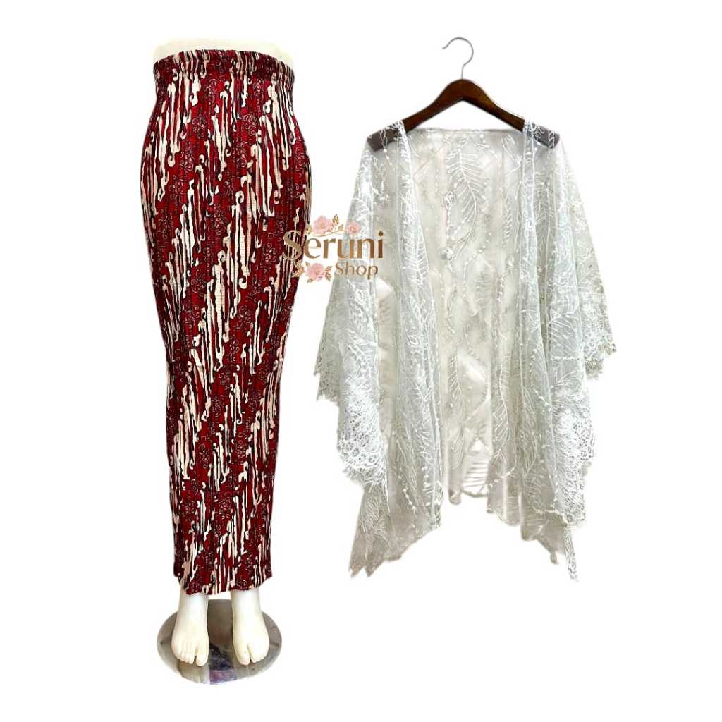 Setelan Batik Wanita + Outer Putih Merah – Look Stylish & Elegan Sekaligus Untuk hari Merdeka