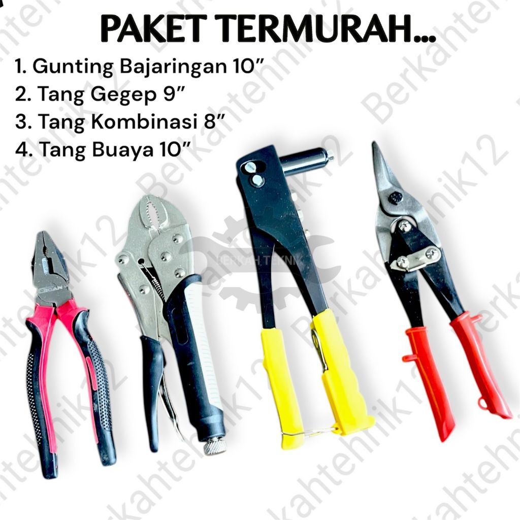 Paket tang rivet murah lengkap plus gunting baja ringan tang kombinasi 8 inch tang buaya 10"