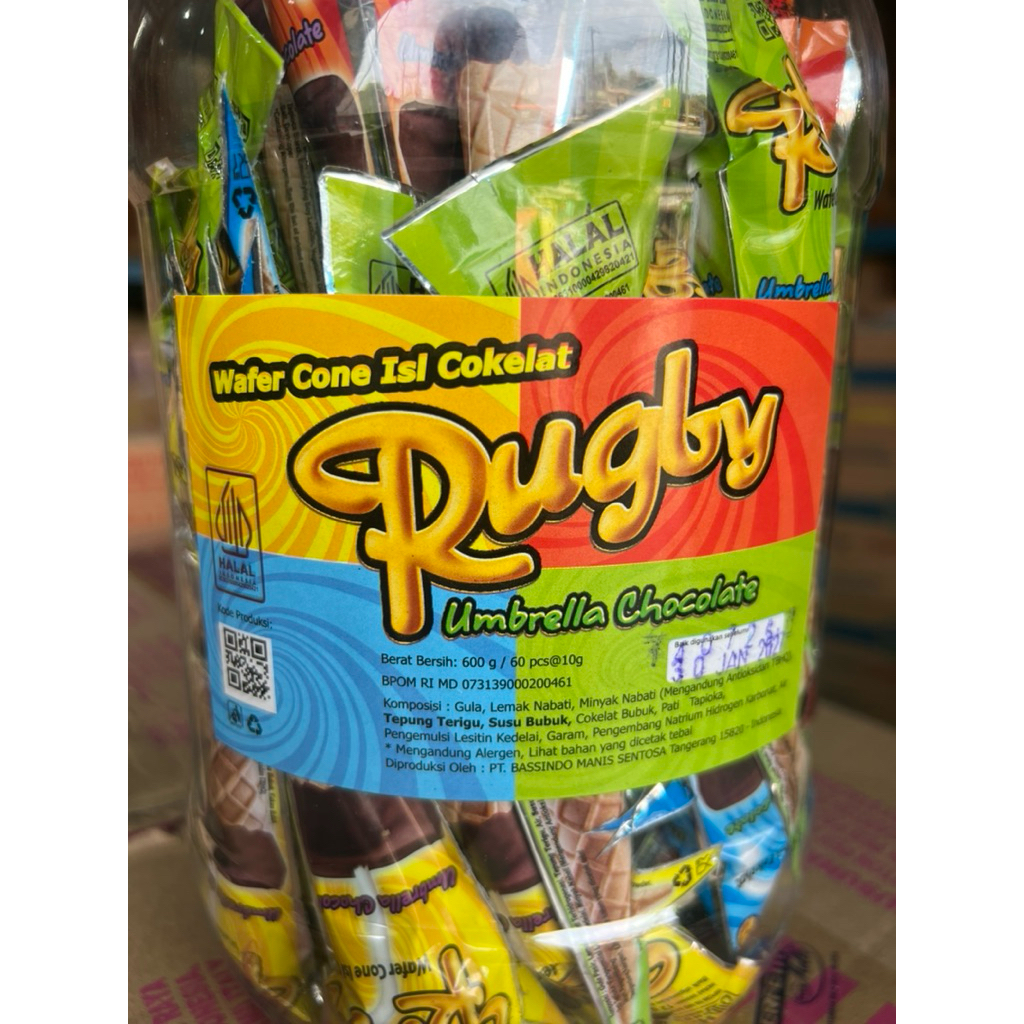 Rugby umbrella chocolate coklat payung cone wafer snack toples isi 60pcs 12gram
