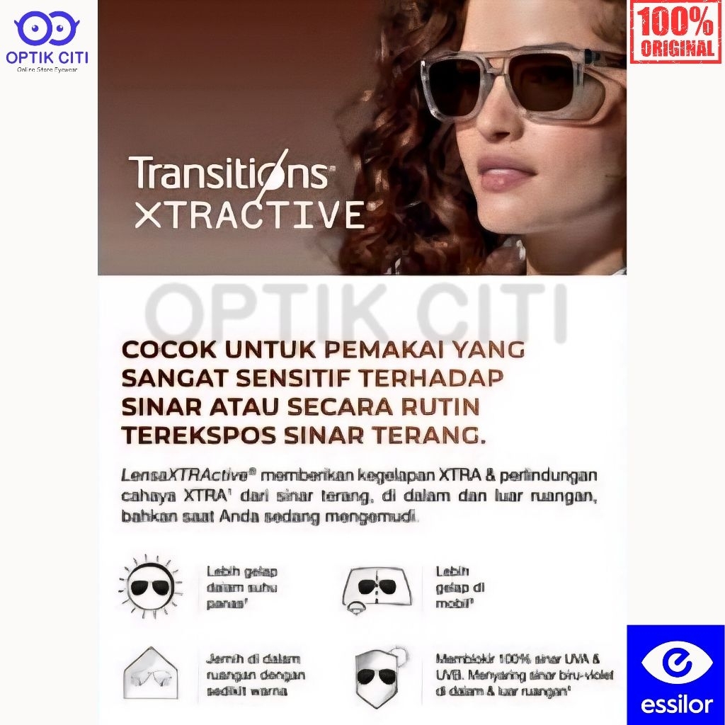 Lensa Kacamata Crizal Essilor Transition Xtractive New Generation Original