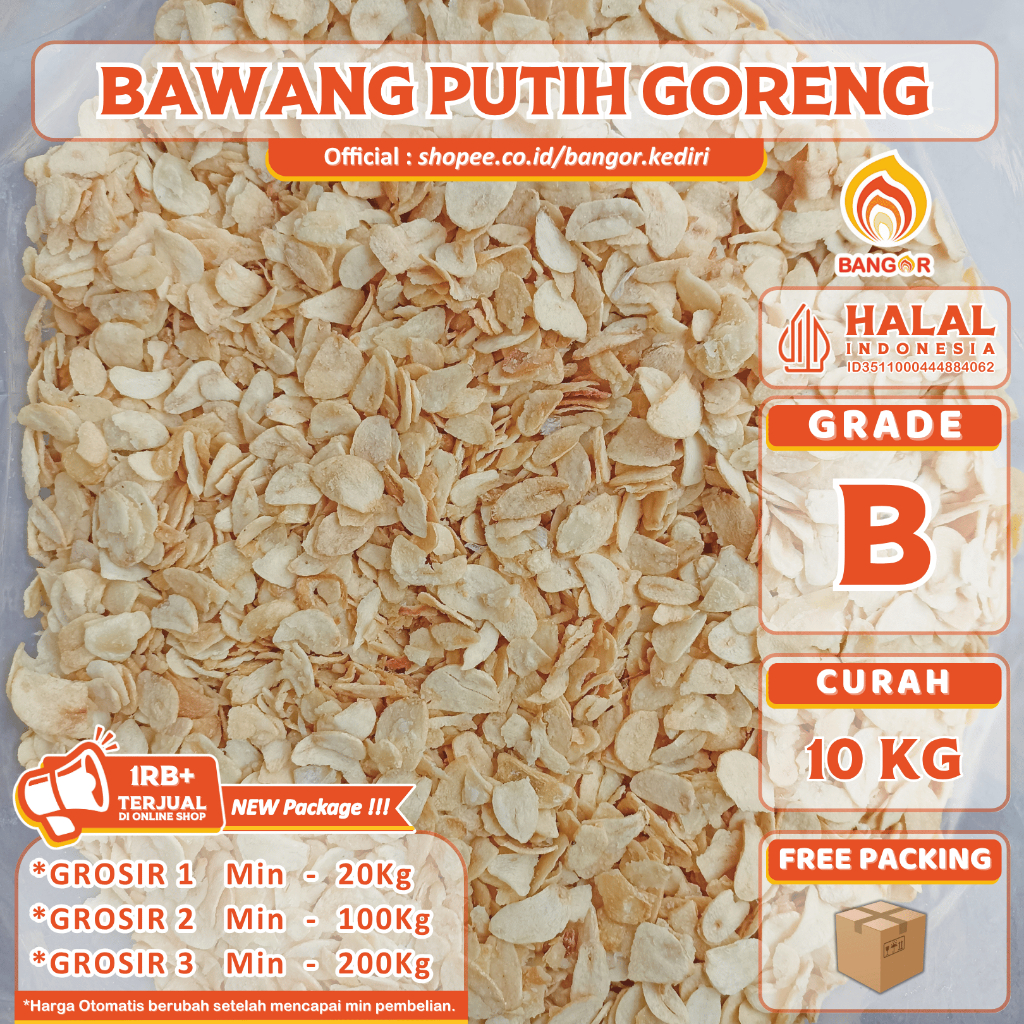 

PUTIH-B [ CURAH / 10 Kg ] Bawang Putih Goreng / Bawang Goreng, Grade B, Curah