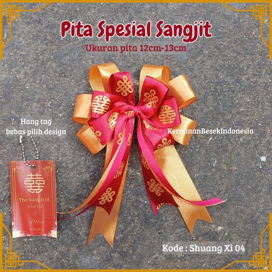 

Pita Sangjit 10-13cm BONUS Hangtag bebas custom design Wedding Teapai Tingjing Lamaran murah lamaran
