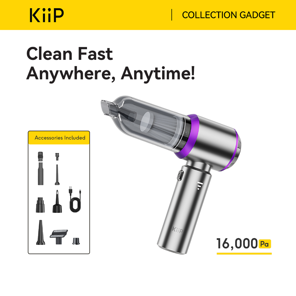 KiiP Vacuum Cleaner Portabel Tanpa Kabel Genggam 16000Pa 3 in 1 Penghisap Debu Mobil Wireless Kasur 