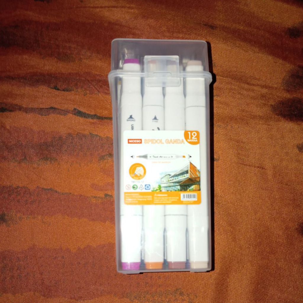 

Spidol Ganda Twin - Tip Marker 12 warna (Baru)