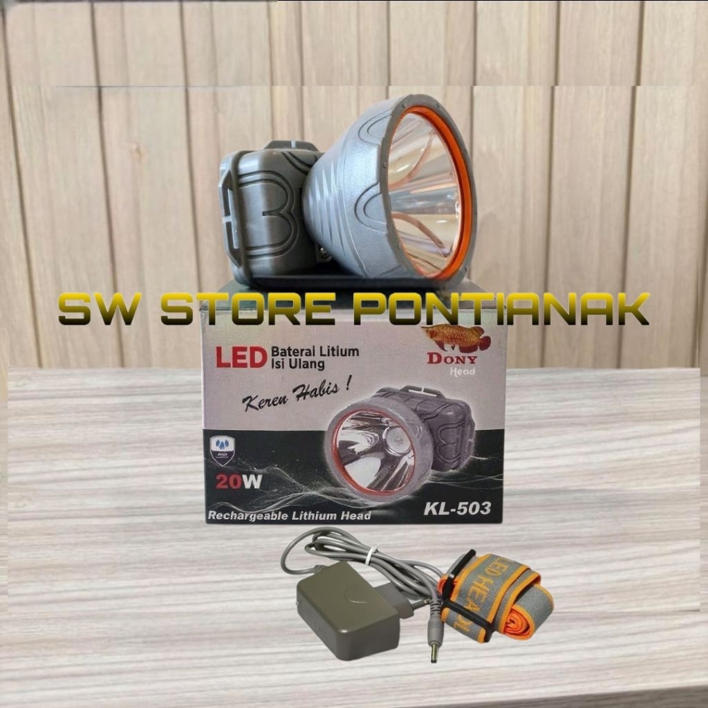 DONY KL-503 / SENTER KEPALA LED 20 WATT KL 503 KEREN HABIS / SENTER KEPALA DONY CAHAYA TERANG PUTIH 