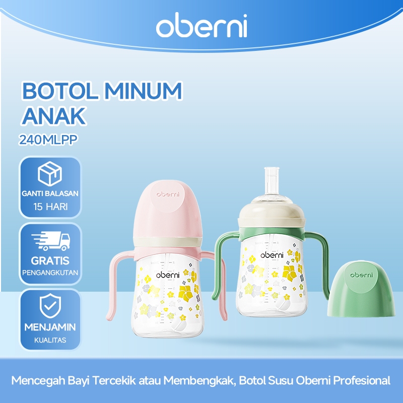 _franzbosse - Oberni Botol Minum Anak 240ml PP BPA Free Dot Polkadot Gratis