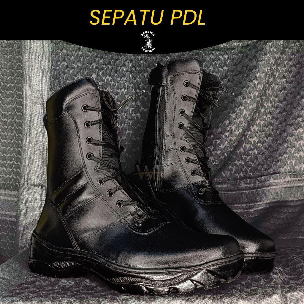 Sepatu WR PDL HIU / Sepatu WR Tactical / Sepatu PDL Hitam Tali Polos/ Sepatu PDL Brimob,TNI, POLRI d
