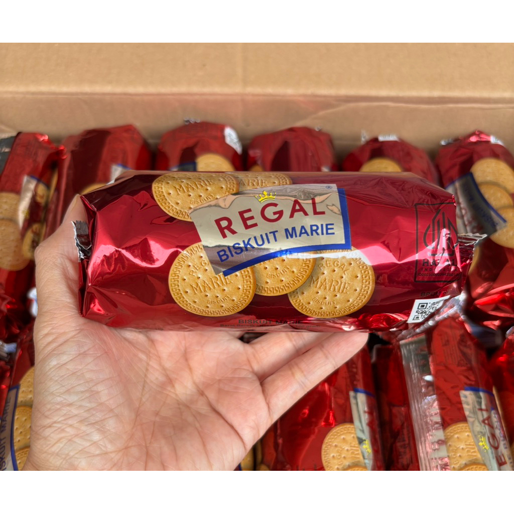 

agen distributor makanan ringan snack cemilan biskuit marie regal roll pack bungkus merah kemasan 120g murah berkualitas