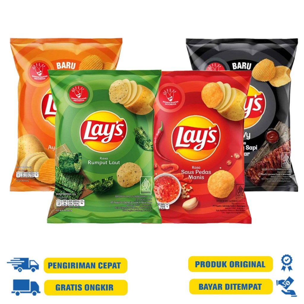 

Lays Wavy snack potato chips 31G.R & 64 G.R - BBQ | Fried Chicken | Sweet Chilli | Seaweed