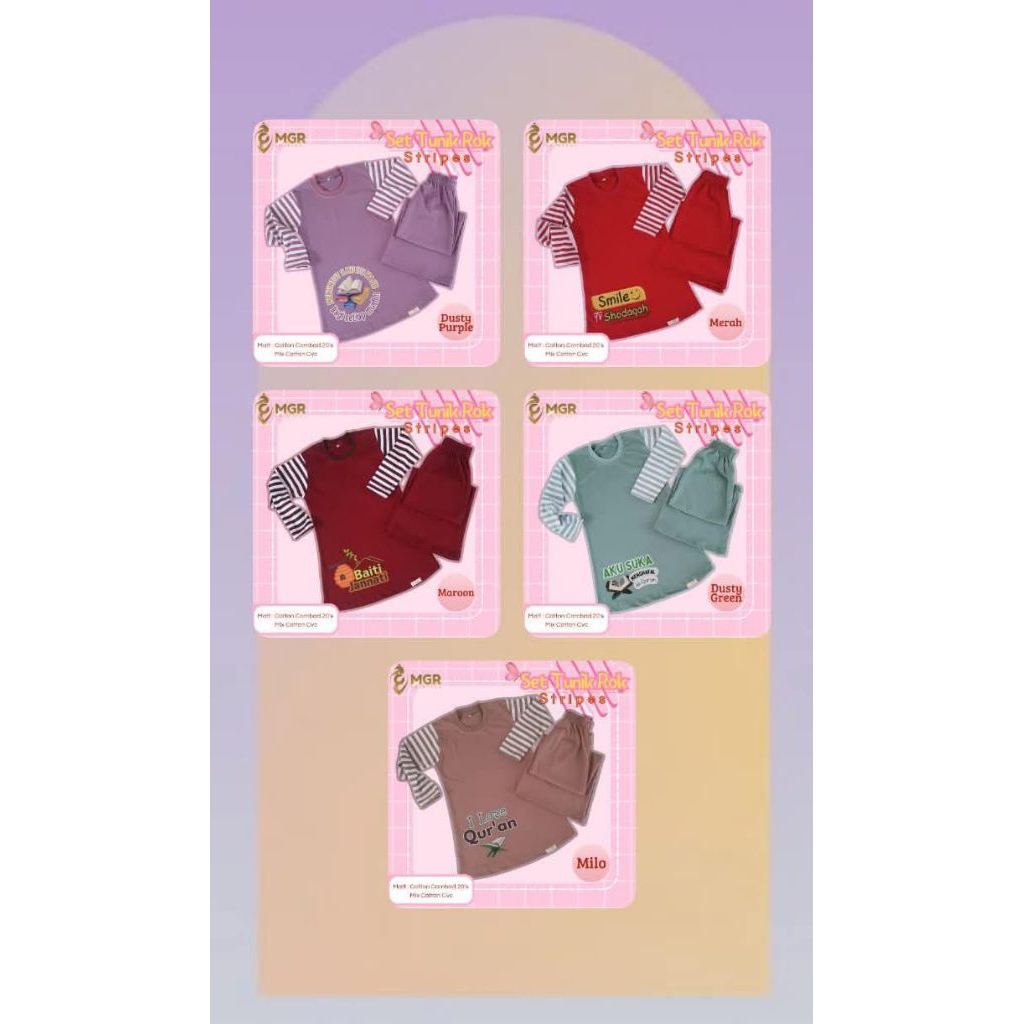 Tunik set rok,, stelan tunik stripes,kaos stelan rok by MGR