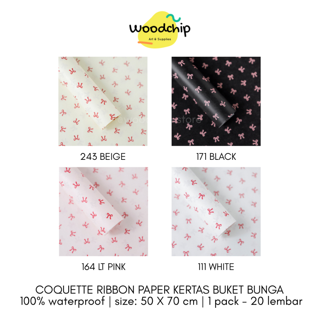 

[LEMBAR] COQUETTE RIBBON WRAPPING PAPER KERTAS BUKET KERTAS BUNGA KERTAS KADO MOTIF PITA