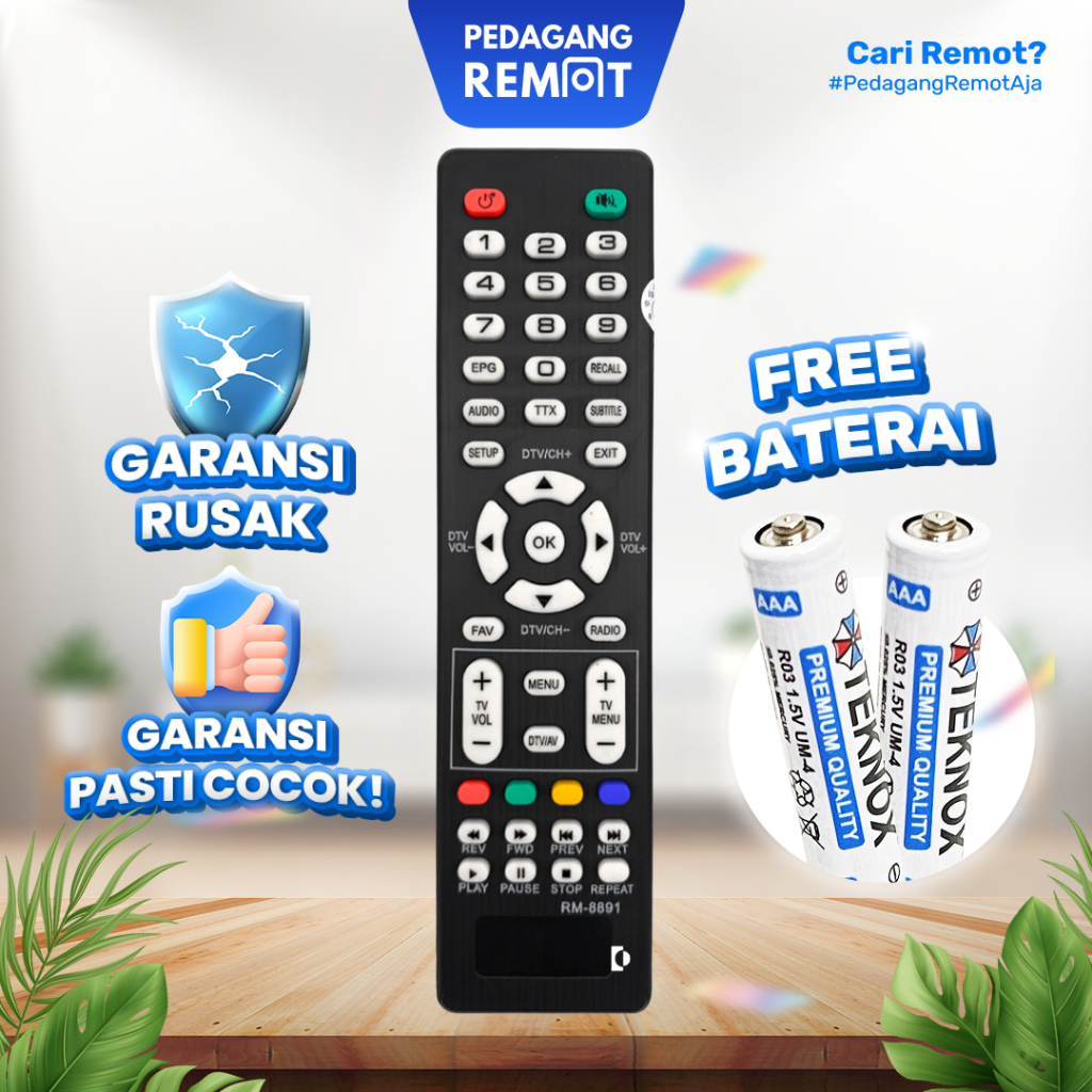 Remote Mesin TV Digital Tuner WCOM Tipe SPQ8991N-DVB / Remot Mesin TV Tabung Digital DVBT2 WCOM