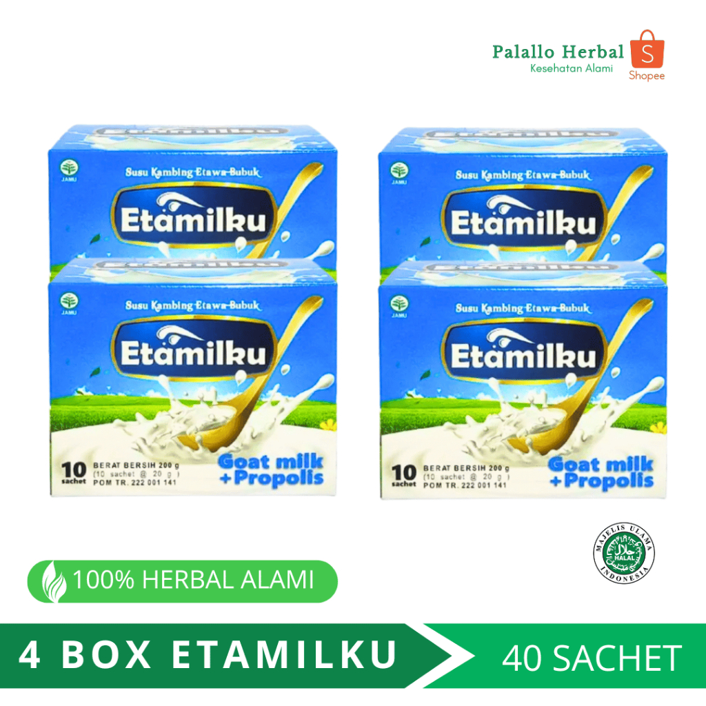 

BPOM PAKET HEMAT 4 BOX ETAMILKU Susu Kambing Etawa Bubuk Plus Propolis