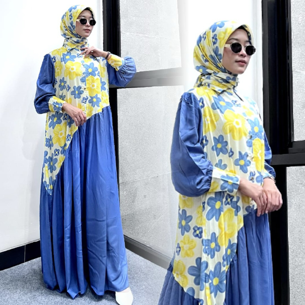 gamis rayon Susun flower by newbrand