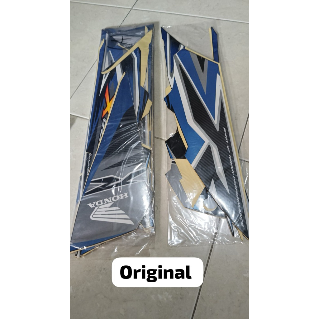 ORIGINAL STRIPING STIKER LIS BODY MOTOR HONDA SUPRA X 125 TAHUN 2012 BIRU