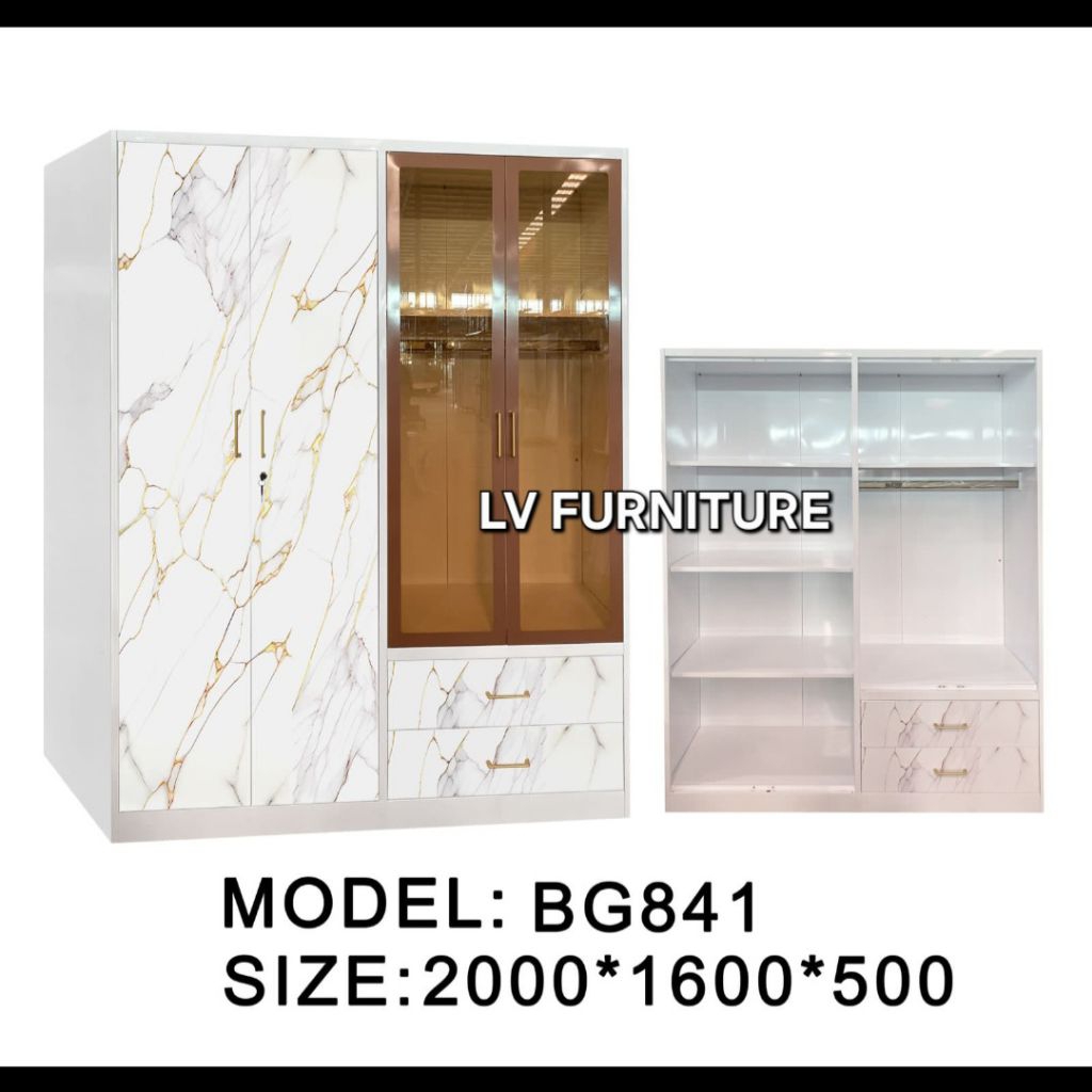 Lemari Pakaian Plat Besi Ukuran 160cm 4 Pintu - Lemari Baju Medan