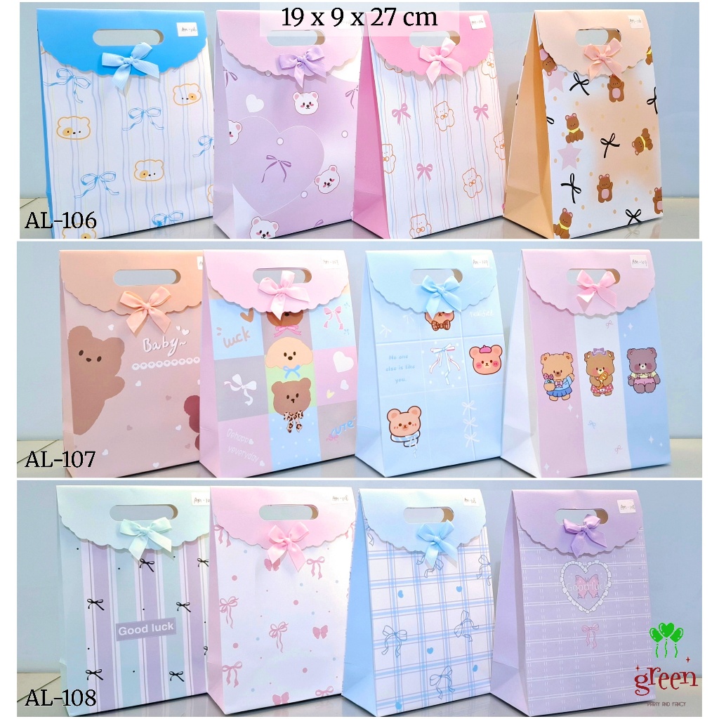 

paper bag tutup 19x9x27cm tas kado anak premium goodie bag lucu goodie bag ultah