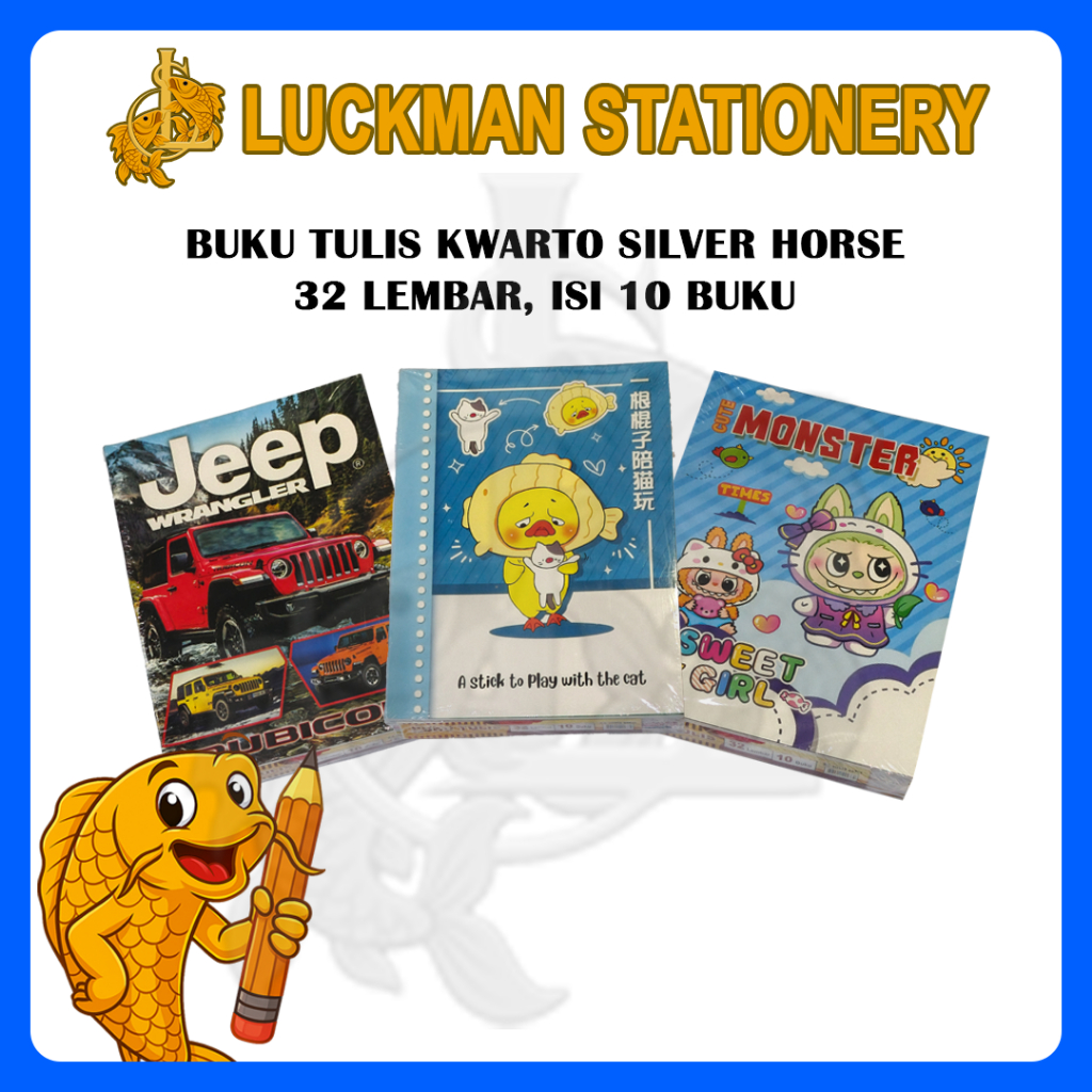 

LUCKMAN STATIONERY - BUKU TULIS SILVERHORSE KWARTO 32 LEMBAR (1 PACK ISI 10 BUKU)