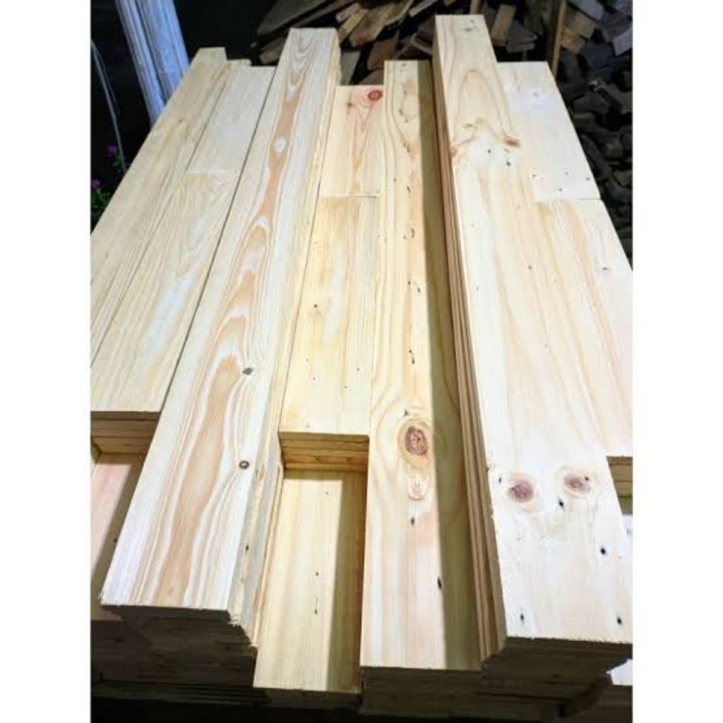 Kayu papan Pinus kayu Jati Belanda ex Palet Serut Bahan Furniture Dekorasi