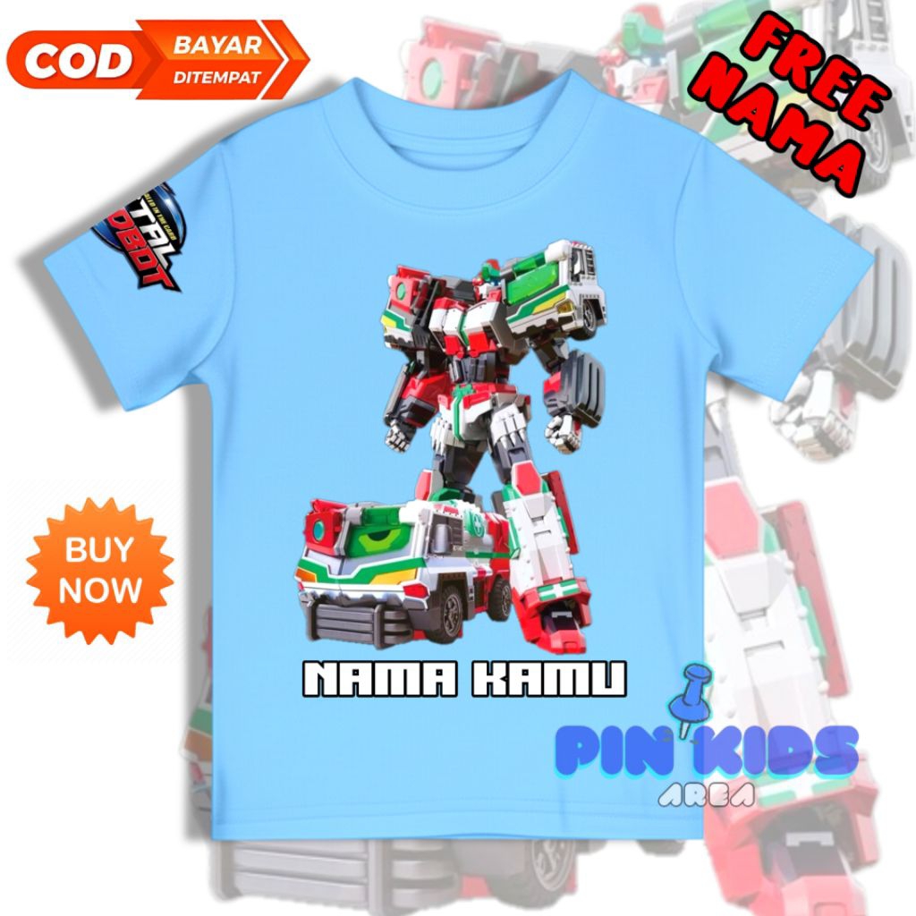 Kaos Anak Karakter Metal Cardbot Mega Ambler Terbaru/Baju Atasan Anak Robot Kekinian FREE NAMA