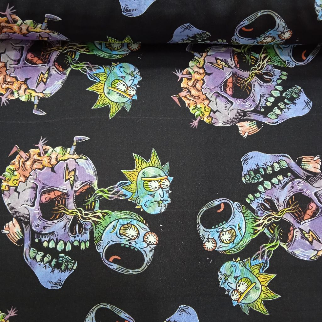 KAIN KATUN RAYON PREMIUM IMPORT MOTIF TENGKORAK