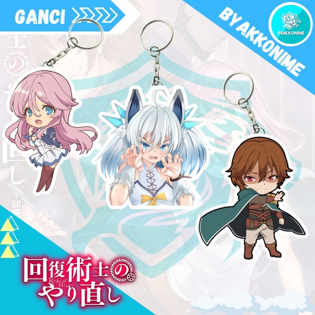 Keychain Acrylic Anime Redo Of Healer - Keyaru, Freia, Setsuna Ganci Anime Akrilik